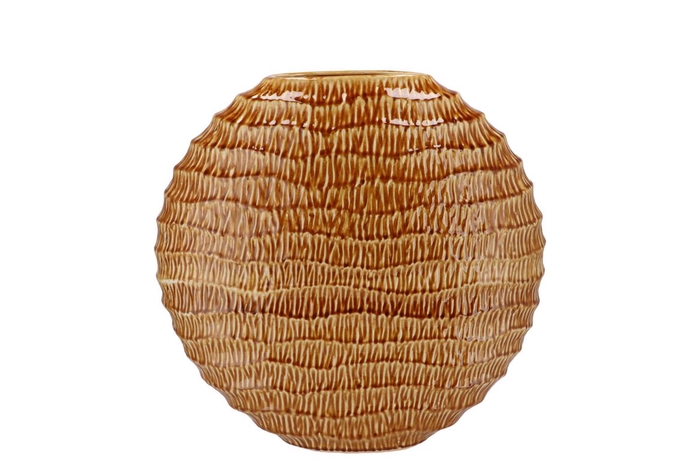 <h4>Inga Jada Brown Oval Vase Active Glaze Wave 31x12x30cm Nm</h4>