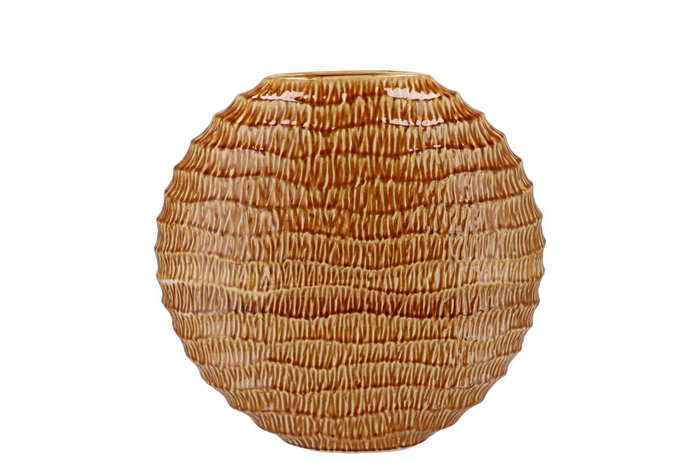 <h4>Inga Jada Brown Oval Vase Active Glaze Wave 31x12x30cm</h4>