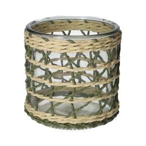 DF01-740485900 - Candle holder Vina1 d12xh11.8 green/natural