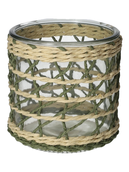 <h4>DF01-740485900 - Candle holder Vina1 d12xh11.8 green/natural</h4>