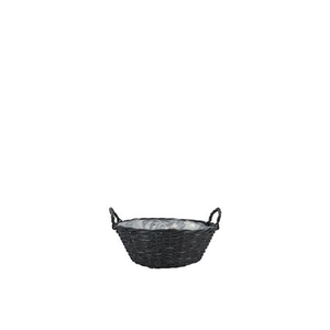 Wicker Basket Low With Ears Black Bowl 16x8cm