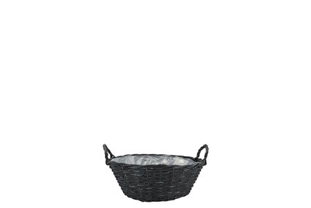 <h4>Wicker Basket Low With Ears Black Bowl 16x8cm</h4>