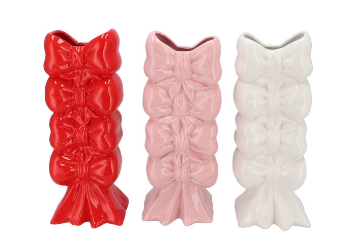 Faby Jolly Pink Vase Bows Stand Ass 14x12x32cm