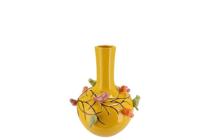 Bird Vase Yellow Tube 13x15cm