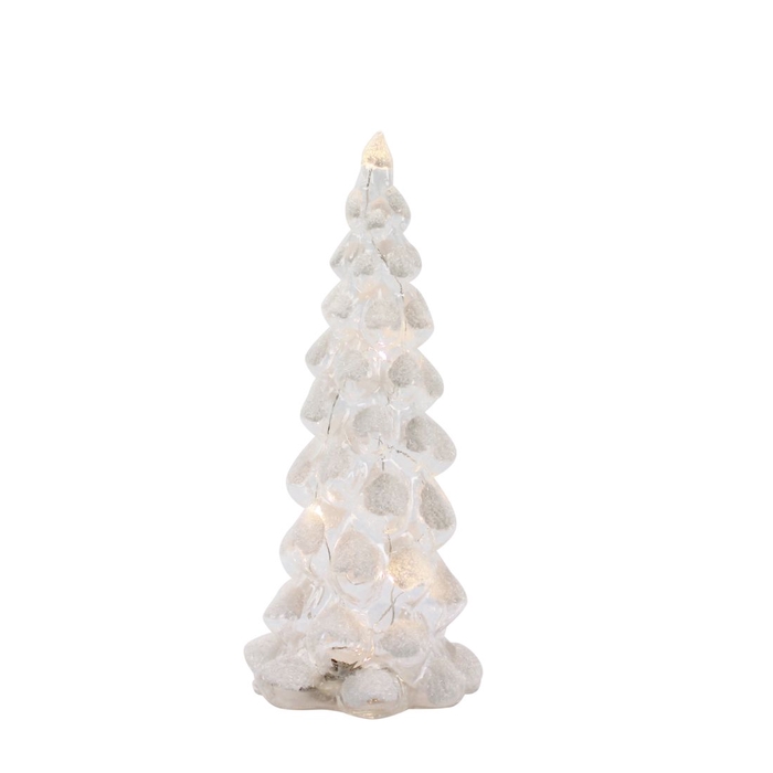 <h4>DF12-GF-16600 - Glass tree 11x11x25cm white led b/o</h4>