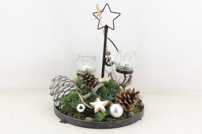 <h4>arr5 Kerst MB - Plateau 2licht ster zilver</h4>