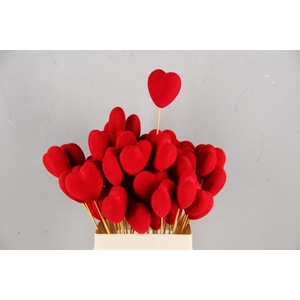 Stick Heart Flock Red  7,5cm