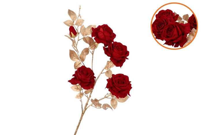 Silk Rose Goldie 5x Dark Red 116cm