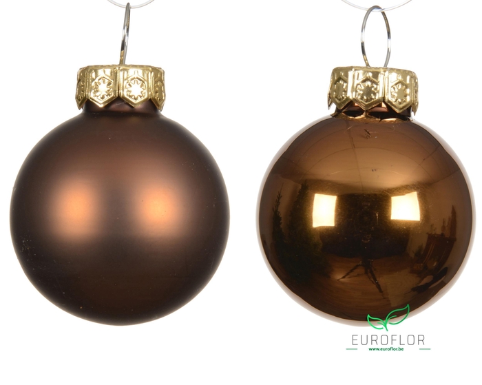 KERSTBAL GLASS 35MM 16PCS ESPRESSO