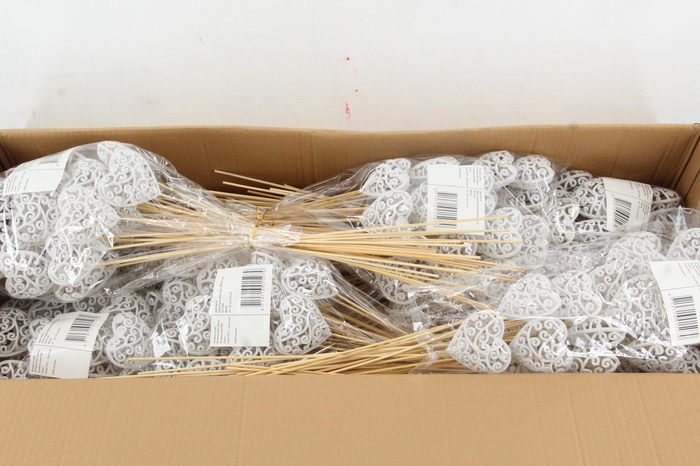 <h4>Stick Heart Baroque White 7cm</h4>