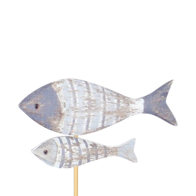 Pick fish wood 4,3x7,1cm+12cm stick blue