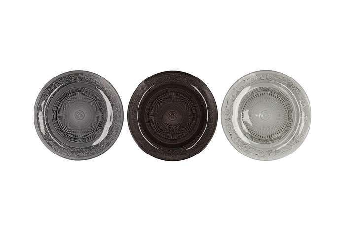 Dayah Shade Of Grey Glass Plate 20x2cm Ass P/1 Nm