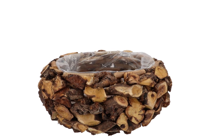<h4>Wreath Wood Brown Planter With Bottom 14x16x13cm</h4>