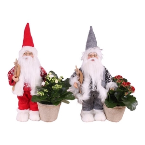 Christmas Arr. Indoor Pluche: Santa with giftbag ø25cm 1PP