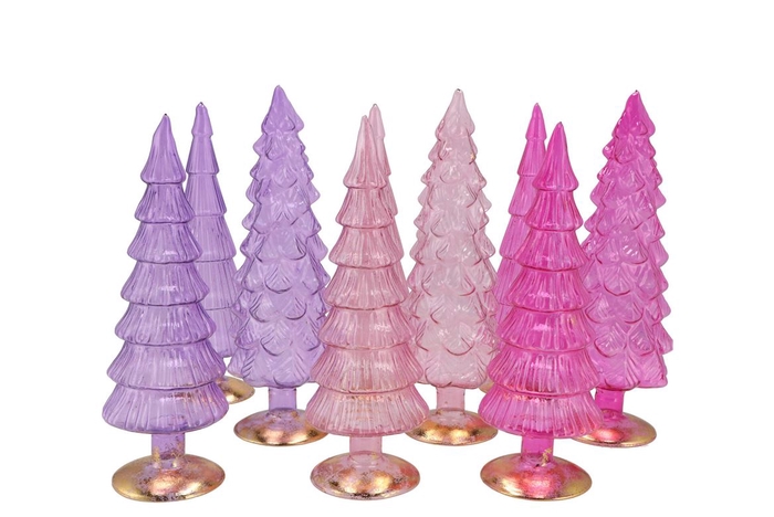 Twinkle Pretty Pink Glass Tree Ass 9x25cm