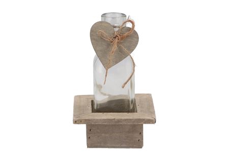 <h4>Love Wood Tray 1 Bottle White 10x10x16cm</h4>