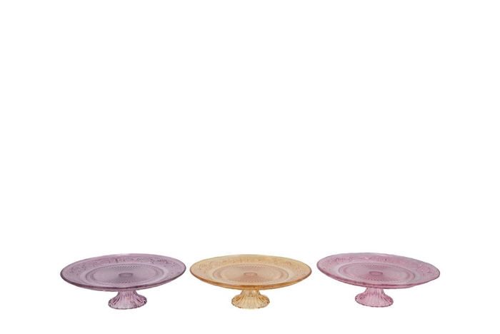 <h4>Dayah Pastel Mix Glass Plate On Foot 20x8cm Ass P/1</h4>