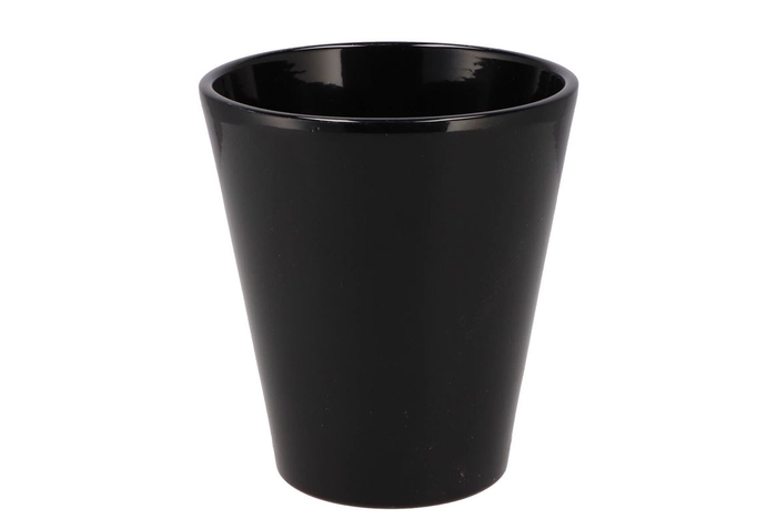 <h4>Ceramic Black Shiny Pot Orchid 15cm</h4>