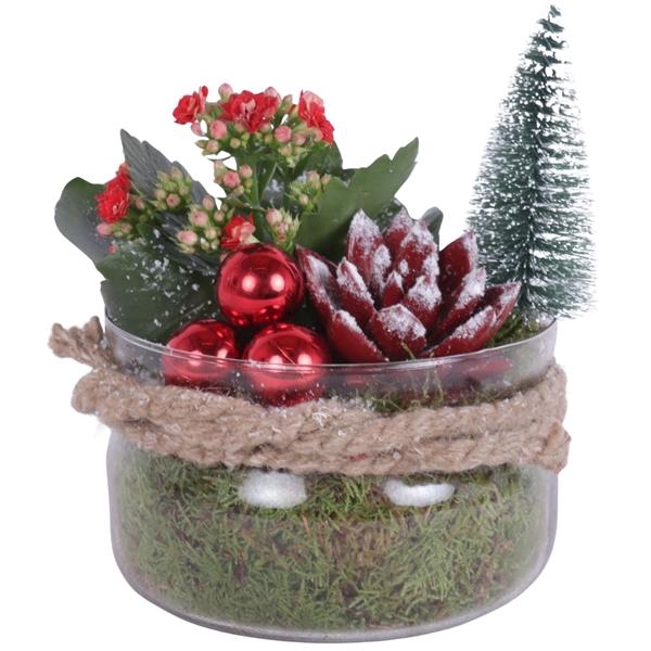 <h4>Christmas Arr. Indoor Glass Bowl with Rope Ø16cm 2PP</h4>