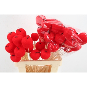 Stick Apple Flock Ø6cm Red