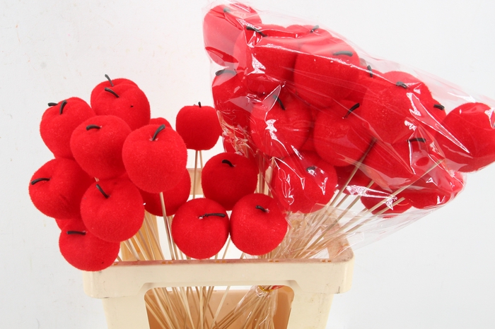 <h4>Stick Apple Flock Ø6cm Red</h4>