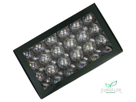 KERSTBAL GLASS 40MM 48PCS CLEAR PEARL