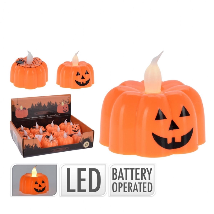 <h4>Halloween LED theelicht pompoen d04.5*4cm ass.</h4>