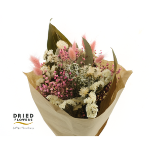 Dried Bouquet White Pink x10