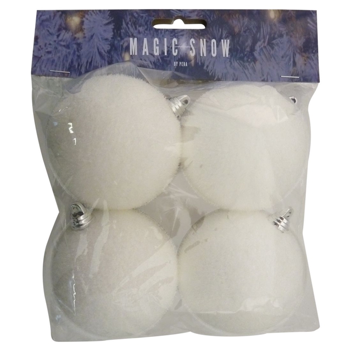 <h4>DF12-RN-10100 - 4 balls 8cm white with snow</h4>