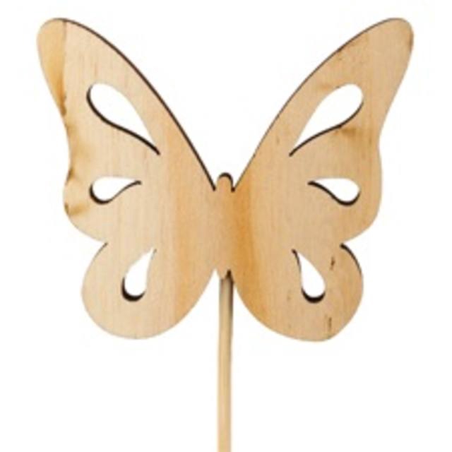 Pick Butterfly nature wood 6,5x7cm+50cm stick