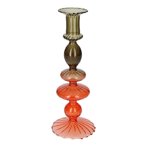 DF02-721060800 - Candle holder Aviance15 d5.5/8.8xh23.5 green/orange