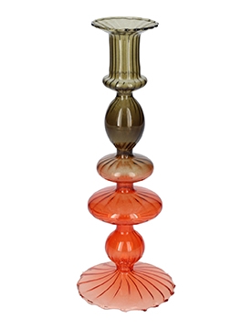 <h4>DF02-721060800 - Candle holder Aviance15 d5.5/8.8xh23.5 green/orange</h4>