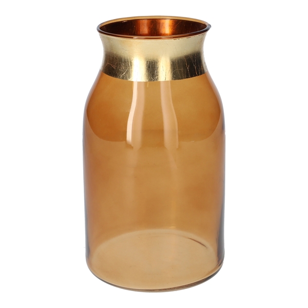 <h4>Vase Luna d9.2\\12xh21 brown transp\\gold</h4>