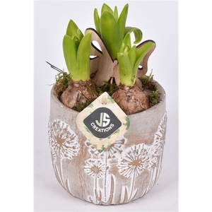 Cement pot bloemdecor 13,5cm