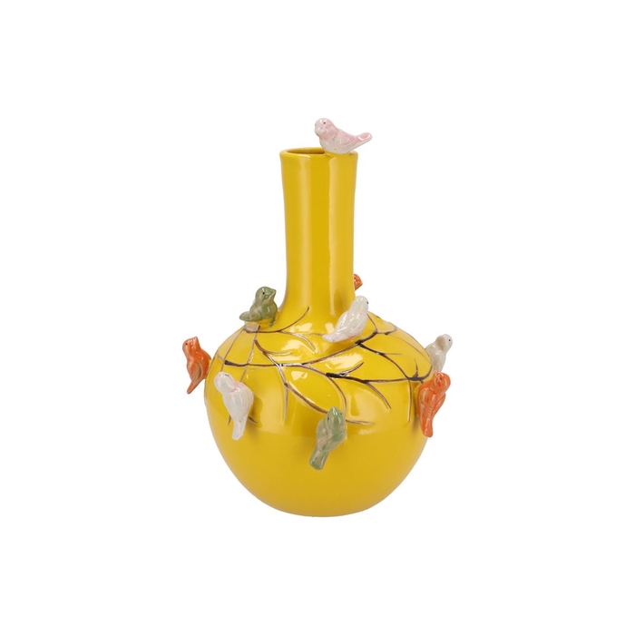<h4>Bird Vase Yellow Tube 26x33cm</h4>