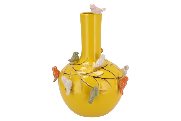 Bird Vase Yellow Tube 26x33cm Nm