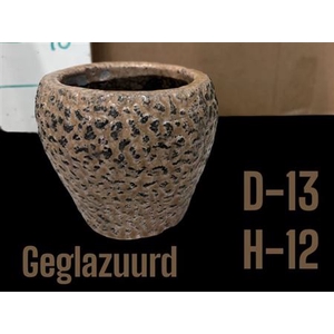 Keramiek Pot Rond Bruin Zwart H12 D13