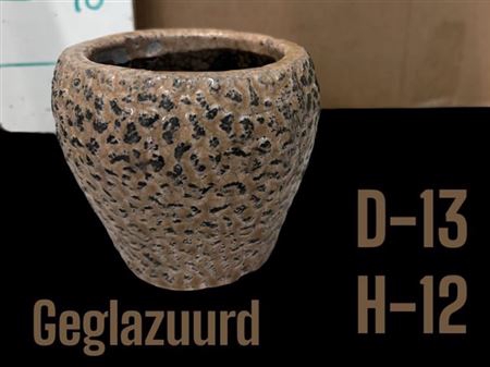 <h4>Keramiek Pot Rond Bruin Zwart H12 D13</h4>