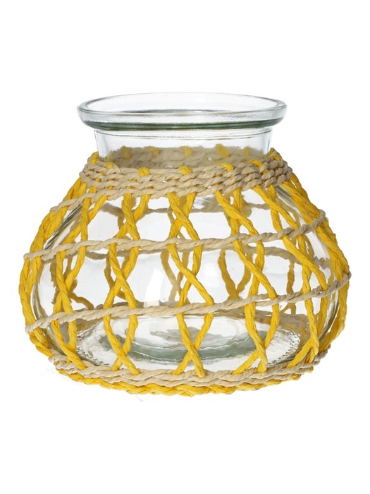 <h4>Vase Vina d10/15xh13 yellow/natural</h4>