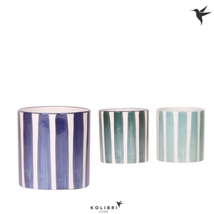 Kolibri Home Painted Stripe pot blue mix