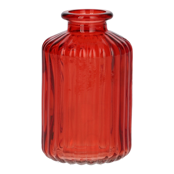 <h4>Bottle Caro lines d3.5\\6.2xh10 cherry red transparent</h4>