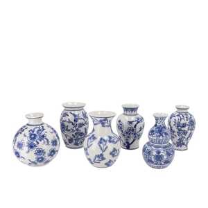 Hailey Blue Porcelain Vase Flower Ass 13x18cm