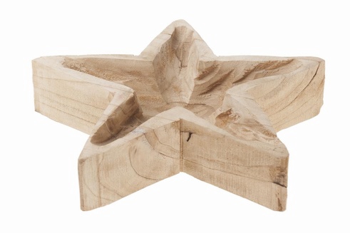 WOODEN PLATE STAR 31X30X6,5CM NATURAL