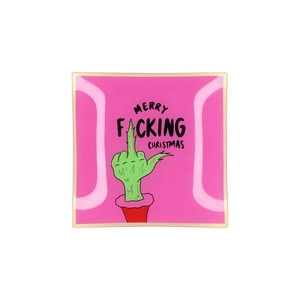 Plate Square Merry F*cking Christmas 18x18x2cm