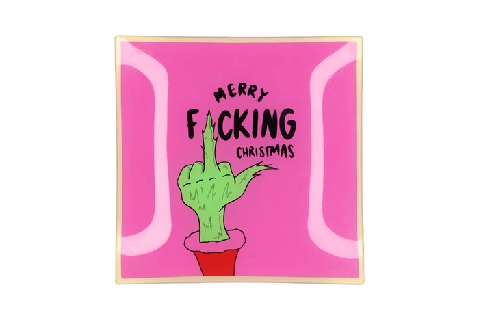 Plate Square Merry F*cking Christmas 18x18x2cm