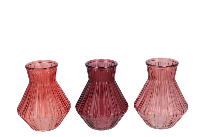 <h4>Roman Red Clear Mix Diamond Glass Vase Ass 15x21cm Nm</h4>