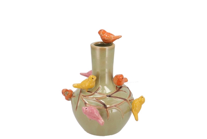 Bird Vase Pistache Tube 16x17cm Nm