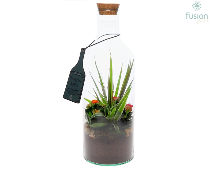 <h4>Green Bottle Fles Medium met Arrangement</h4>