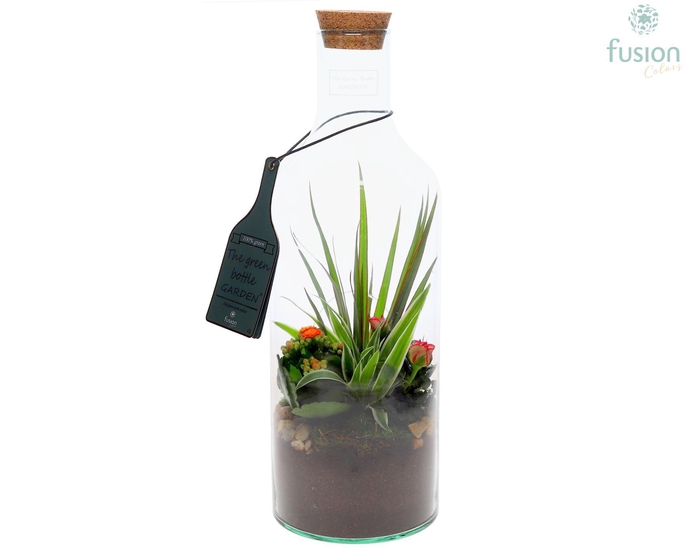 <h4>Green Bottle Fles Medium met Arrangement</h4>