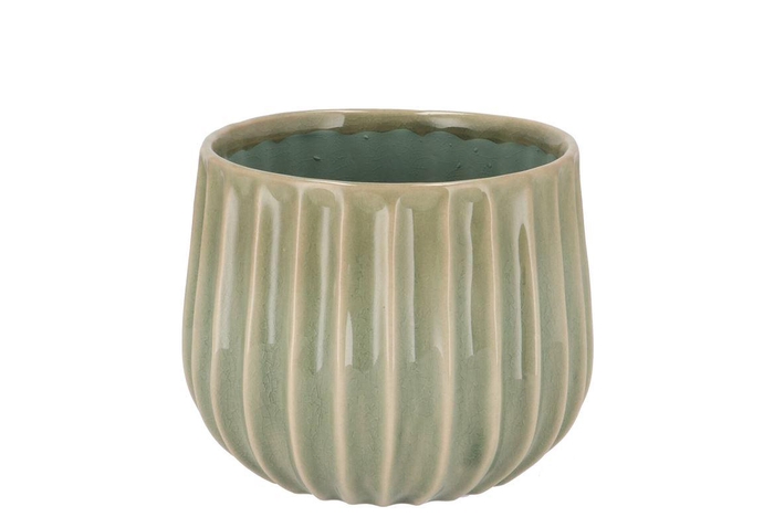 <h4>Gia Green Stripe Pot 15x15x12cm</h4>